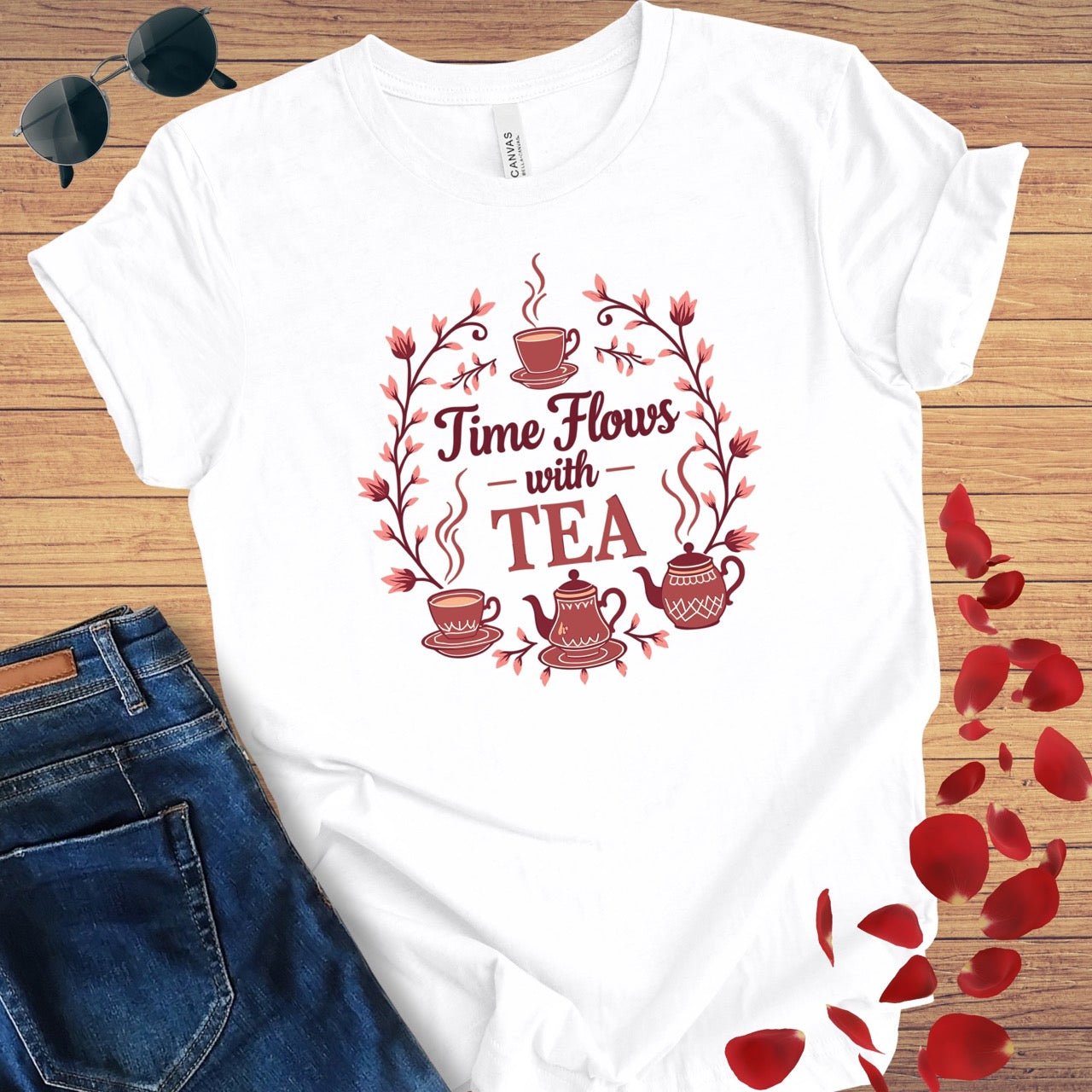 Time Flows With Tea T-Shirt